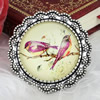 2015 Fashion Brooch Antique Silver Vintage The Glass Cartoon Bird Cabochons Settings Brooch Pins 35mm Sold by PC