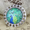 2015 Fashion Brooch Antique Silver Vintage The Glass Cartoon Bird Cabochons Settings Brooch Pins 37mm Sold by PC