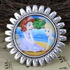 2015 Fashion Brooch Antique Silver Vintage The Glass Cartoon Girl Cabochons Settings Brooch Pins 38mm Sold by PC