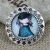 2015 Fashion Brooch Antique Silver Vintage The Glass Cartoon Girl Cabochons Settings Brooch Pins 37mm Sold by PC