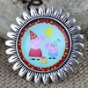 2015 Fashion Brooch Antique Silver Vintage The Glass Cartoon Cabochons Settings Brooch Pins 38mm Sold by PC
