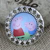 2015 Fashion Brooch Antique Silver Vintage The Glass Cartoon Cabochons Settings Brooch Pins 37mm Sold by PC