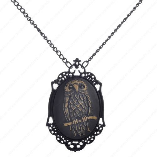 Wholesale Retro Steampunk Owl Pendant Link Chain Cameos Antique Settings Necklace Jewelry Punk Friendship Gifts Sold by Stiand