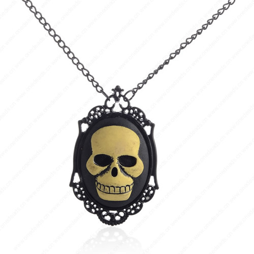 Wholesale Retro Steampunk Skeleton Pendant Link Chain Cameos Antique Settings Necklace Jewelry Punk Friendship Gifts Sold by Stiand