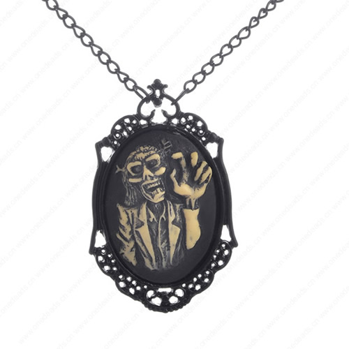 Wholesale Retro Steampunk Skeleton Pendant Link Chain Cameos Antique Settings Necklace Jewelry Punk Friendship Gifts Sold by Stiand