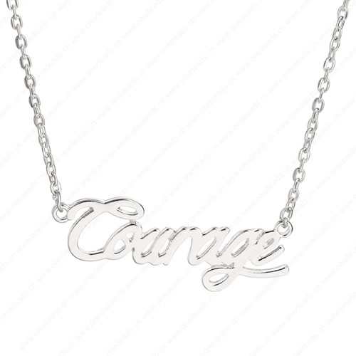 New 2015 Fashion Cute "Courage" Pendant Necklace Metal Alloy with Chain Made Jewelry 3x3.5 Sold by Stiand