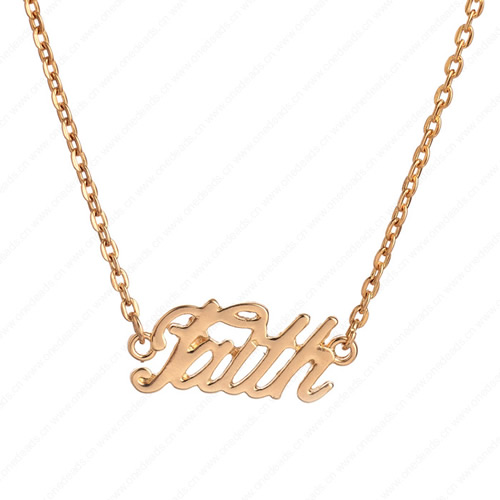 New 2015 Fashion Cute "Faith" Pendant Necklace Metal Alloy with Chain Made Jewelry 3x3.5mm Sold by Stiand