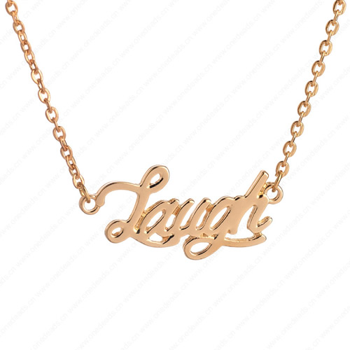 New 2015 Fashion Cute "Laugh" Pendant Necklace Metal Alloy with Chain Made Jewelry 3x3.5mm Sold by Stiand