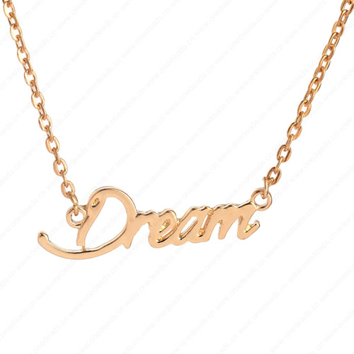 New 2015 Fashion Cute "Dream" Pendant Necklace Metal Alloy with Chain Made Jewelry 3x3.5mm Sold by Stiand