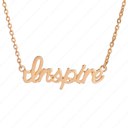 New 2015 Fashion Cute"Inspire" Pendant Necklace Metal Alloy with Chain Made Jewelry 3x3.5mm Sold by Stiand