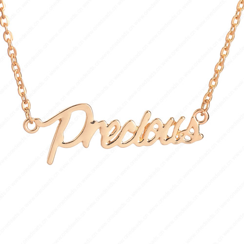 New 2015 Fashion Cute"Precious" Pendant Necklace Metal Alloy with Chain Made Jewelry 3x3.5mm Sold by Stiand