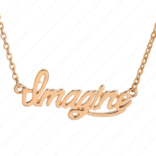 New 2015 Fashion Cute"Imagine" Pendant Necklace Metal Alloy with Chain Made Jewelry 3x3.5mm Sold by Stiand
