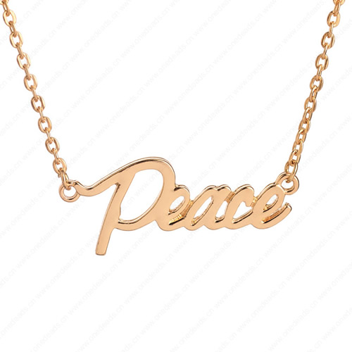 New 2015 Fashion Cute"Peace" Pendant Necklace Metal Alloy with Chain Made Jewelry 3x3.5mm Sold by Stiand
