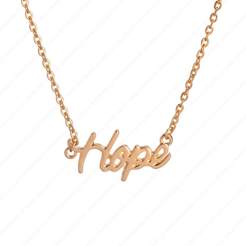 New 2015 Fashion Cute"Hope" Pendant Necklace Metal Alloy with Chain Made Jewelry 3x3.5mm Sold by Stiand
