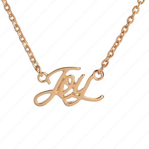 New 2015 Fashion Cute"Joy" Pendant Necklace Metal Alloy with Chain Made Jewelry 3x3.5mm Sold by Stiand