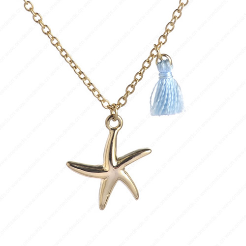 New 2015 Fashion Cute"Starfish" Pendant Necklace Metal Alloy with Chain Made Jewelry Sold by Stiand