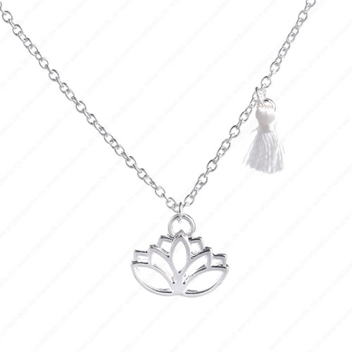 New 2015 Fashion Cute"lotus" Pendant Necklace Metal Alloy with Chain Made Jewelry Sold by Stiand