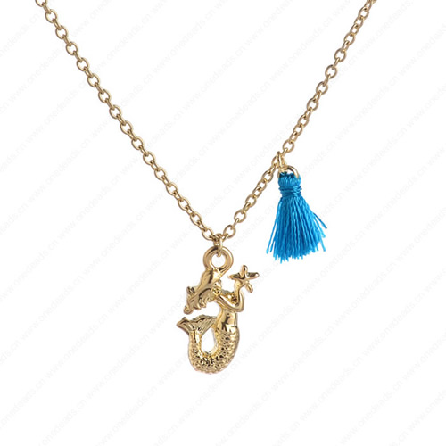 New 2015 Fashion Cute"Mermaid" Pendant Necklace Metal Alloy with Chain Made Jewelry Sold by Stiand