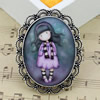2015 Fashion Brooch Antique Silver Vintage The Glass Cartoon Girl Cabochons Settings Brooch Pins 50x40mm Sold by PC