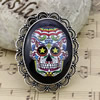 2015 Fashion Brooch Antique Silver Vintage The Glass Cartoon Skeleton Cabochons Settings Brooch Pins 50x40mm Sold by PC