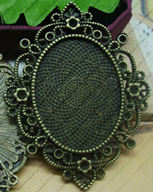 Zinc Alloy Brooch Cabochon Settings.Fashion Jewelry Findings.Inner dia：30x40mm. Sold by PC