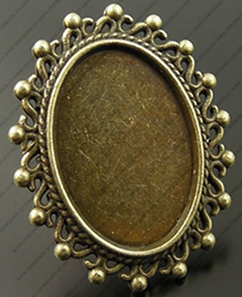 Zinc Alloy Brooch Cabochon Settings.Fashion Jewelry Findings.Inner dia：30x40mm. Sold by PC