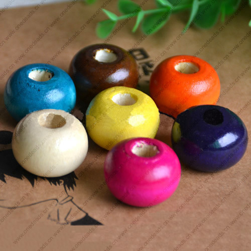 Wooden Beads, Fashion DIY-accessories for Bracelet/Necklace Mixed color Rondelle 20x29mm,Hole:10mm Sold by PC