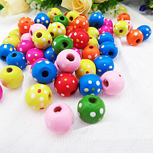 Wholesale Mixed Wood Beads Lead-free Round Wooden Beads For DIY jewelry Finding 12x13mm Hole:3mm Sold by PC