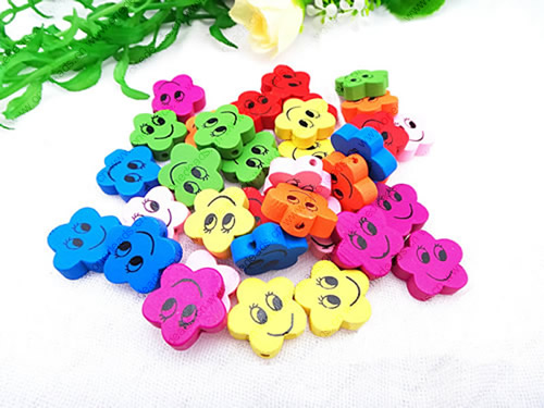 Wholesale Mixed Wood Beads Lead-free Smile Face Wooden Beads For DIY jewelry Finding 20mm Hole:2.5mm Sold by PC