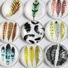 Fashion Mixed Style Feather Round Glass Cabochon Dome Cameo Jewelry Finding 14mm Sold by PC
