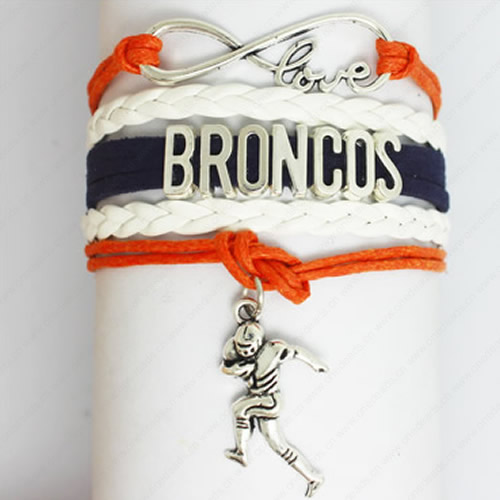 2015 Wholesale Fashion New Best Gift Sports Baseball BRONCOS Hallows  by Strand Snitch Cords Bracelets For Women Pulseiras Length 16+5cm Sold