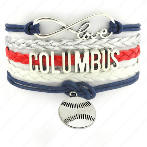 2015 Wholesale Fashion New Best Gift Sports Baseball COLUMBUS Hallows Snitch Cords Bracelets For Women Pulseiras Length 16+5cm Sold by Strand 