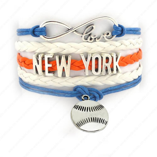 2015 Wholesale Fashion New Best Gift Sports Baseball NEWYORK Hallows Snitch Cords Bracelets For Women Pulseiras Length 16+5cm Sold by Strand 