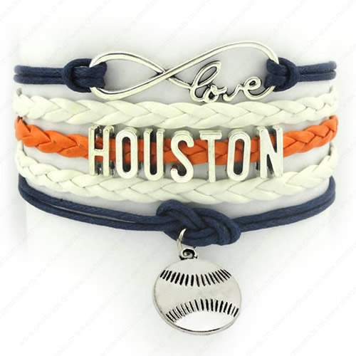 2015 Wholesale Fashion New Best Gift Sports Baseball HOUSTON Hallows Snitch Cords Bracelets For Women Pulseiras Length 16+5cm Sold by Strand 