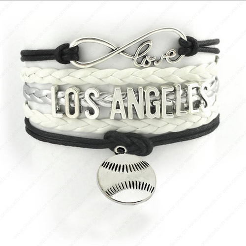 2015 Wholesale Fashion New Best Gift Sports Baseball LOSANGELES Hallows Snitch Cords Bracelets For Women Pulseiras Length 16+5cm Sold by Strand 