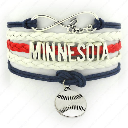2015 Wholesale Fashion New Best Gift Sports Baseball MINNESOTA Hallows Snitch Cords Bracelets For Women Pulseiras Length 16+5cm Sold by Strand 