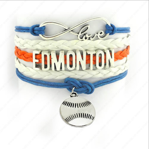 2015 Wholesale Fashion New Best Gift Sports Baseball EDMONTON Hallows Snitch Cords Bracelets For Women Pulseiras Length 16+5cm Sold by Strand 