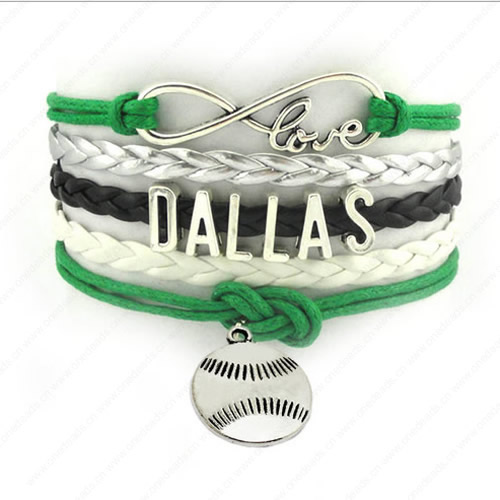 2015 Wholesale Fashion New Best Gift Sports Baseball DALLAS Hallows Snitch Cords Bracelets For Women Pulseiras Length 16+5cm Sold by Strand 