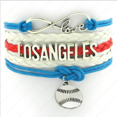 2015 Wholesale Fashion New Best Gift Sports Baseball LOSANGELES Hallows Snitch Cords Bracelets For Women Pulseiras Length 16+5cm Sold by Strand 