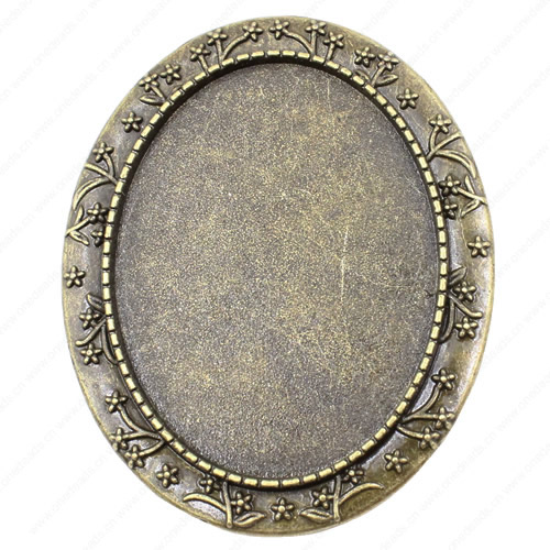 Zinc Alloy Brooch Cabochon Settings.Fashion Jewelry Findings.40x50mm Inner dia 30x40mm. Sold by PC