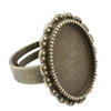 Finger ring Settings, zinc alloy setting with copper ring, Inner dia:13x18mm, Adjustable, Sold by PC
