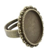 Finger ring Settings, zinc alloy setting with copper ring, Inner dia:13x18mm, Adjustable, Sold by PC