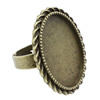 Finger ring Settings, zinc alloy setting with copper ring, Inner dia:18x25mm, Adjustable, Sold by PC
