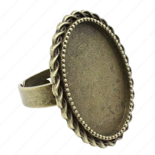 Finger ring Settings, zinc alloy setting with copper ring, Inner dia:18x25mm, Adjustable, Sold by PC