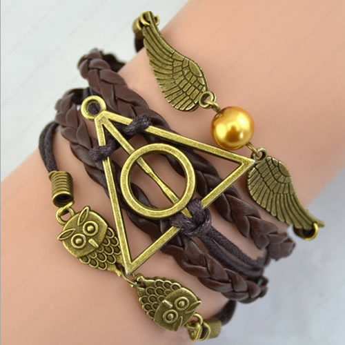 2015 Wholesale Fashion New Best Gift Hallows Snitch Cords Bracelets For Women Pulseiras Length 16+5cm Sold by Strand