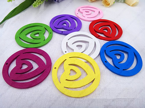 Wooden Pendant, Fashion DIY-accessories Mixed color 50mm, Sold by PC