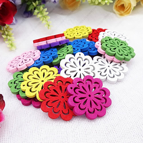 Wooden Pendant, Fashion DIY-accessories Mixed color 26x24mm, Sold by PC