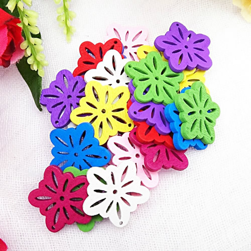 Wooden Pendant, Fashion DIY-accessories Mixed color 23x24mm, Sold by PC