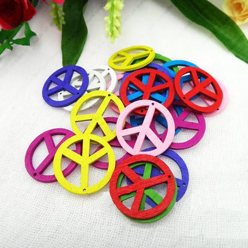 Wooden Pendant, Fashion DIY-accessories Mixed color 25x25mm, Sold by PC