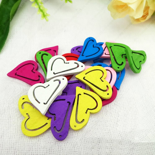 Wooden Pendant, Fashion DIY-accessories Mixed color 24x19mm, Sold by PC